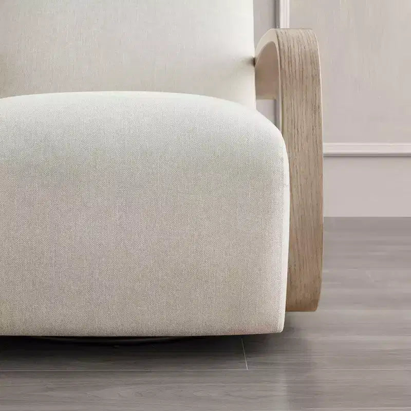 Fauteuil d'appoint pivotant moderne avec accoudoirs en bois en forme de U