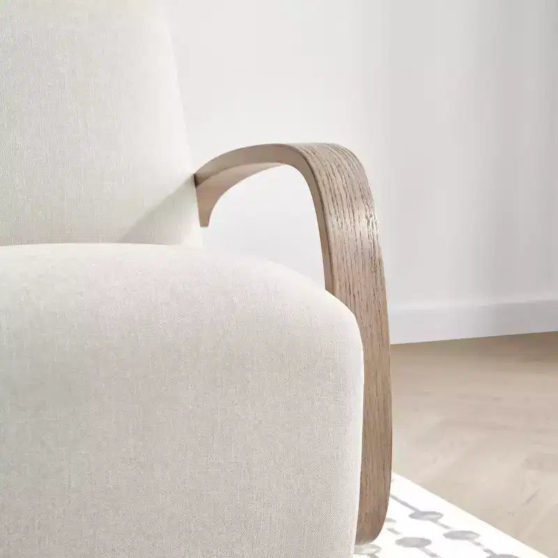 Fauteuil d'appoint pivotant moderne avec accoudoirs en bois en forme de U