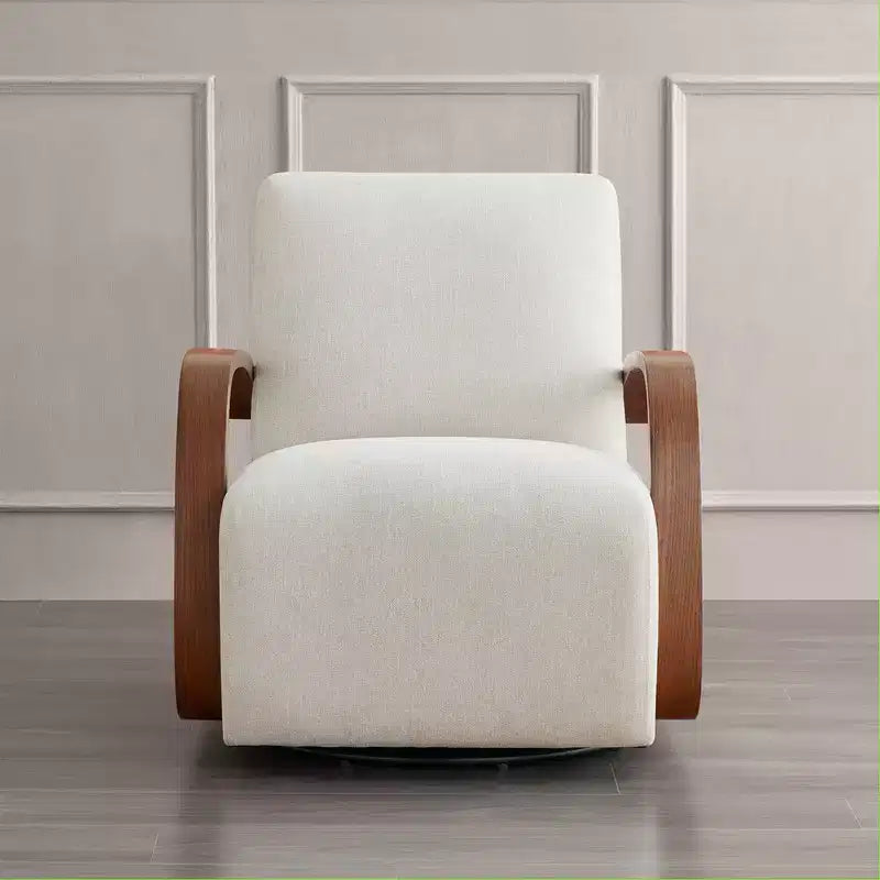 Fauteuil d'appoint pivotant moderne avec accoudoirs en bois en forme de U