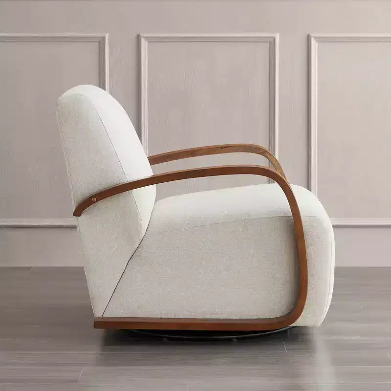 Fauteuil d'appoint pivotant moderne avec accoudoirs en bois en forme de U