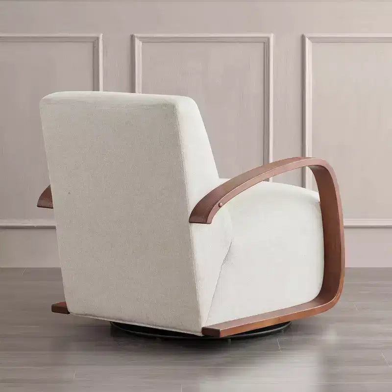 Fauteuil d'appoint pivotant moderne avec accoudoirs en bois en forme de U