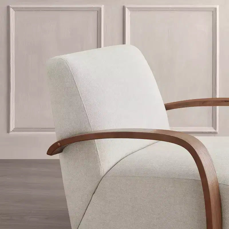 Fauteuil d'appoint pivotant moderne avec accoudoirs en bois en forme de U