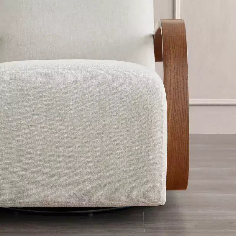 Fauteuil d'appoint pivotant moderne avec accoudoirs en bois en forme de U