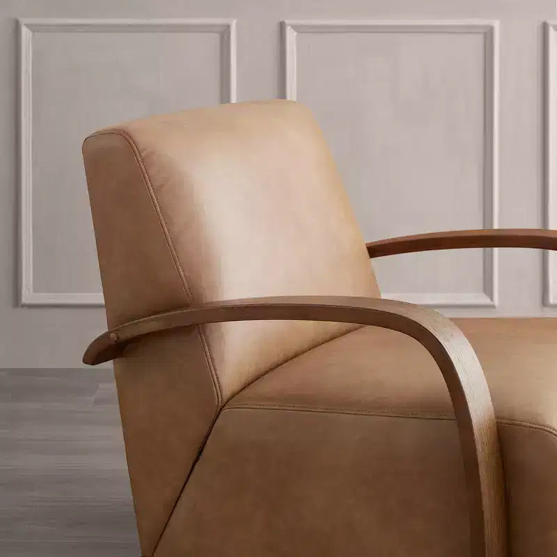Fauteuil d'appoint pivotant moderne avec accoudoirs en bois en forme de U