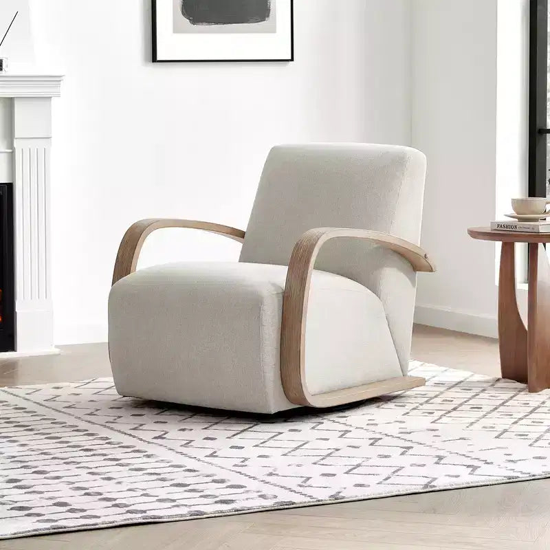 Fauteuil d'appoint pivotant moderne avec accoudoirs en bois en forme de U
