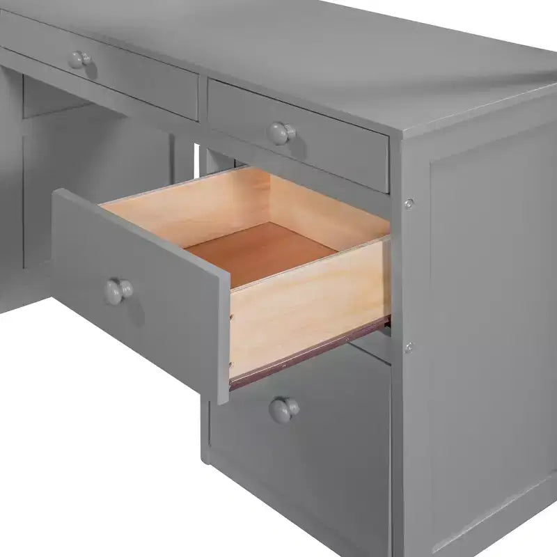 Lit mezzanine avec bureau et 4 tiroirs de rangement et 3 étagères, lit mezzanine surélevé avec bureau en L pour enfants, adolescents et adultes