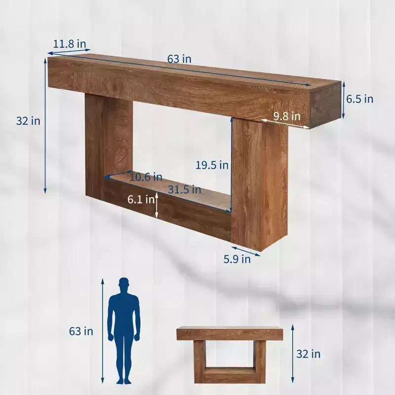 Console de 63 pouces pour entrée, table de canapé en bois derrière le canapé, tables d'entrée de style ferme pour hall d'entrée, couloir, salon