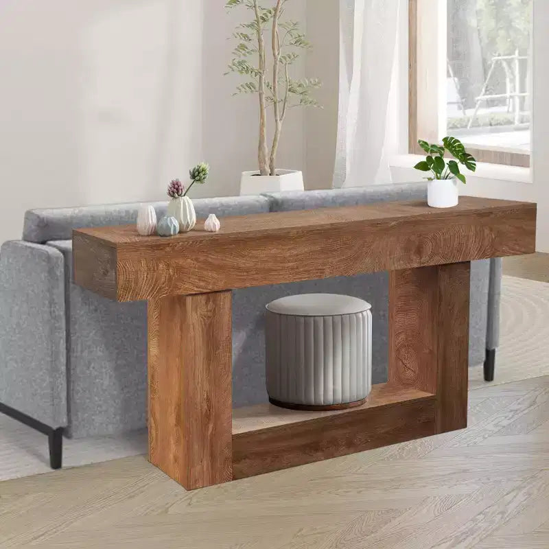 Console de 63 pouces pour entrée, table de canapé en bois derrière le canapé, tables d'entrée de style ferme pour hall d'entrée, couloir, salon