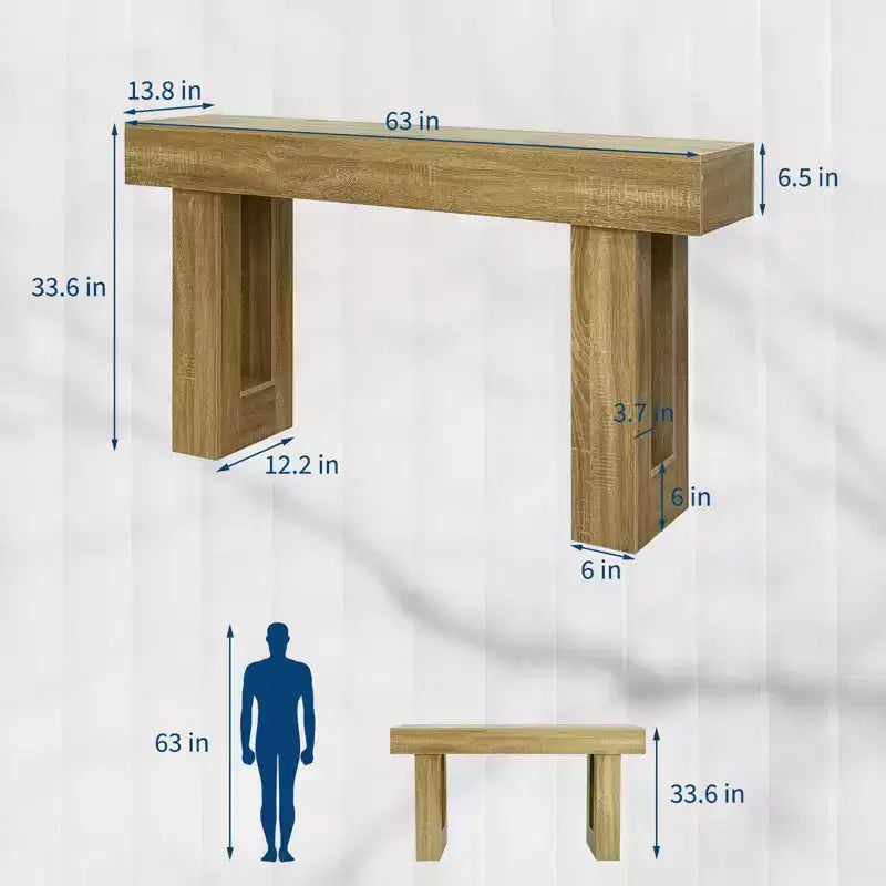 Table console en bois de ferme de 63 pouces, table de canapé pour entrée, couloir, salon