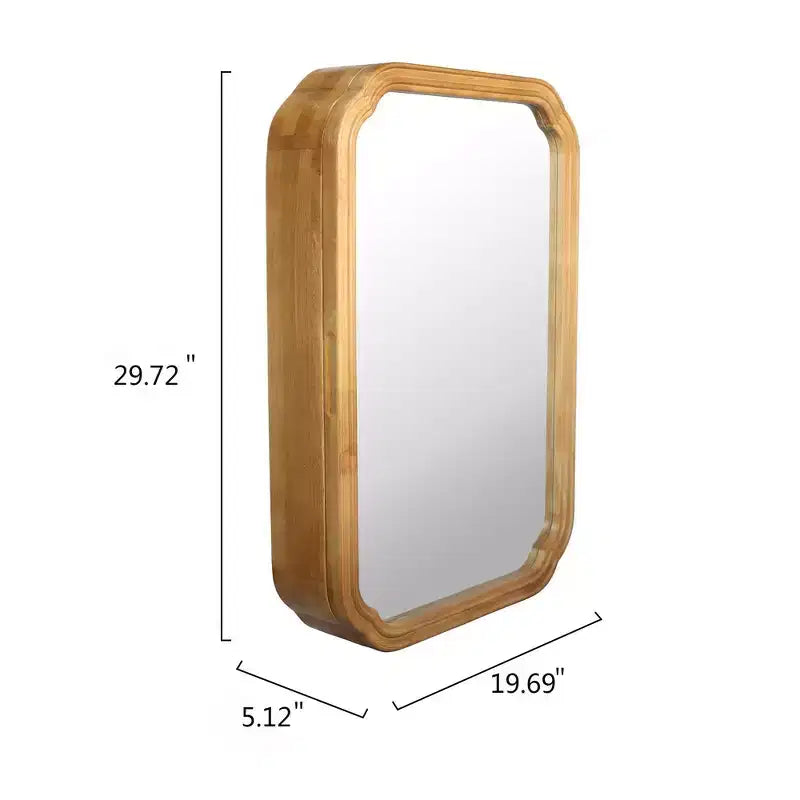 Miroir de salle de bain mural avec armoire et étagères réglables, design moderne peu encombrant, naturel antique
