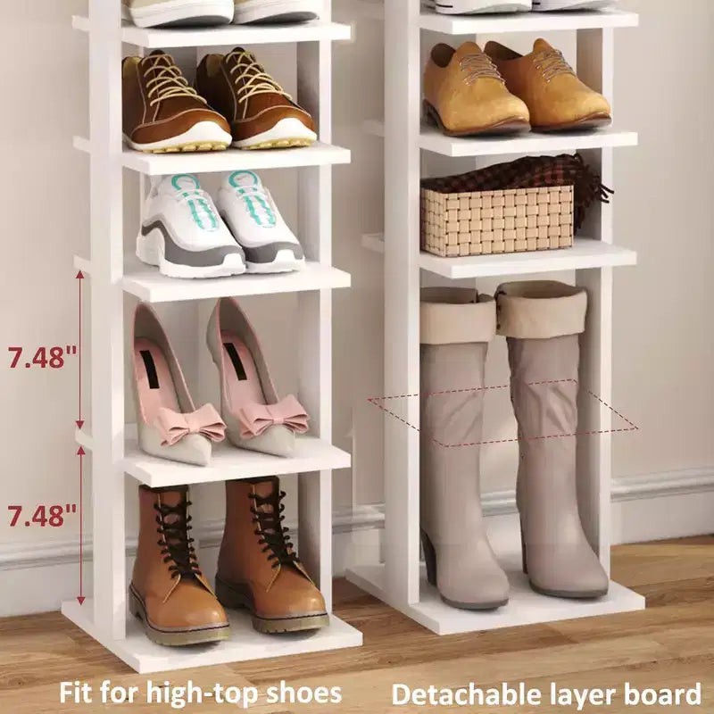Meuble à chaussures vertical mince en bois à 7 niveaux, 114 cm, pour entrée, placard et petits espaces, peut contenir 7 à 10 paires