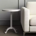 Table d'appoint ronde sur pied réglable en hauteur, 55 cm, blanche, en bois massif et métal