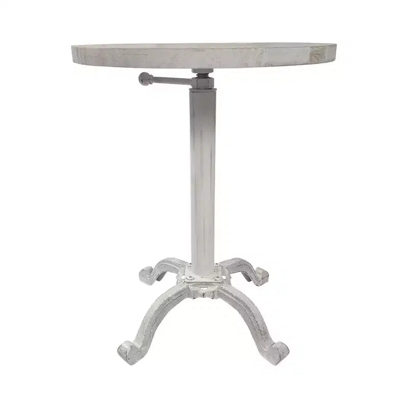 Table d'appoint ronde sur pied réglable en hauteur, 55 cm, blanche, en bois massif et métal