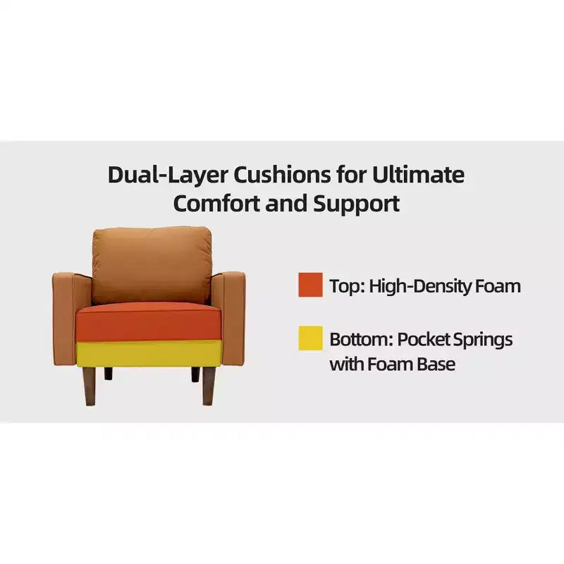 Fauteuil d'appoint carré capitonné en similicuir 32'' - Chaise moderne pour salon, chambre, bureau et petits espaces