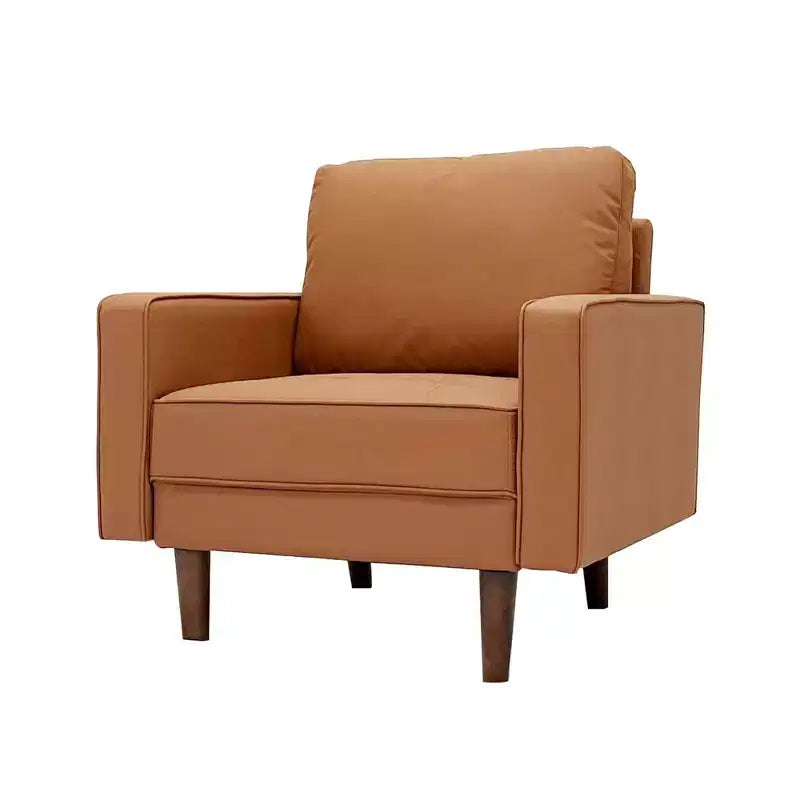 Fauteuil d'appoint carré capitonné en similicuir 32'' - Chaise moderne pour salon, chambre, bureau et petits espaces