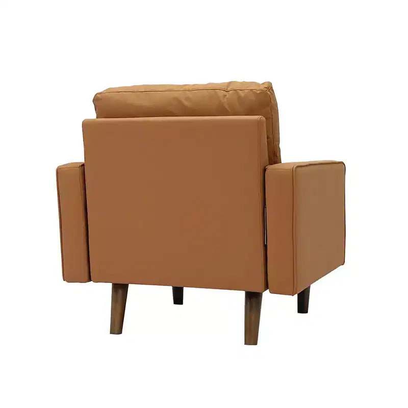 Fauteuil d'appoint carré capitonné en similicuir 32'' - Chaise moderne pour salon, chambre, bureau et petits espaces
