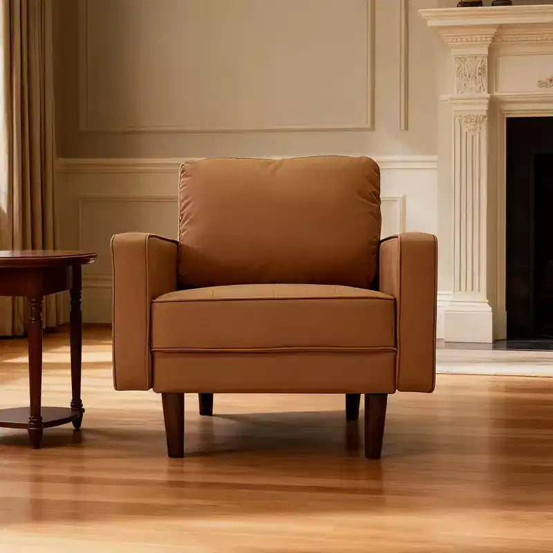 Fauteuil d'appoint carré capitonné en similicuir 32'' - Chaise moderne pour salon, chambre, bureau et petits espaces