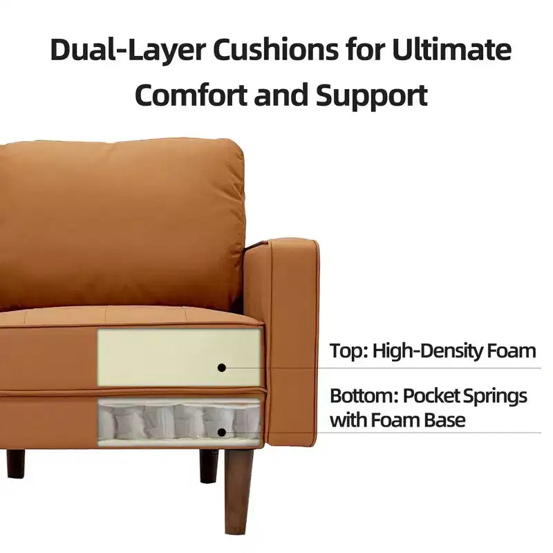 Fauteuil d'appoint carré capitonné en similicuir 32'' - Chaise moderne pour salon, chambre, bureau et petits espaces