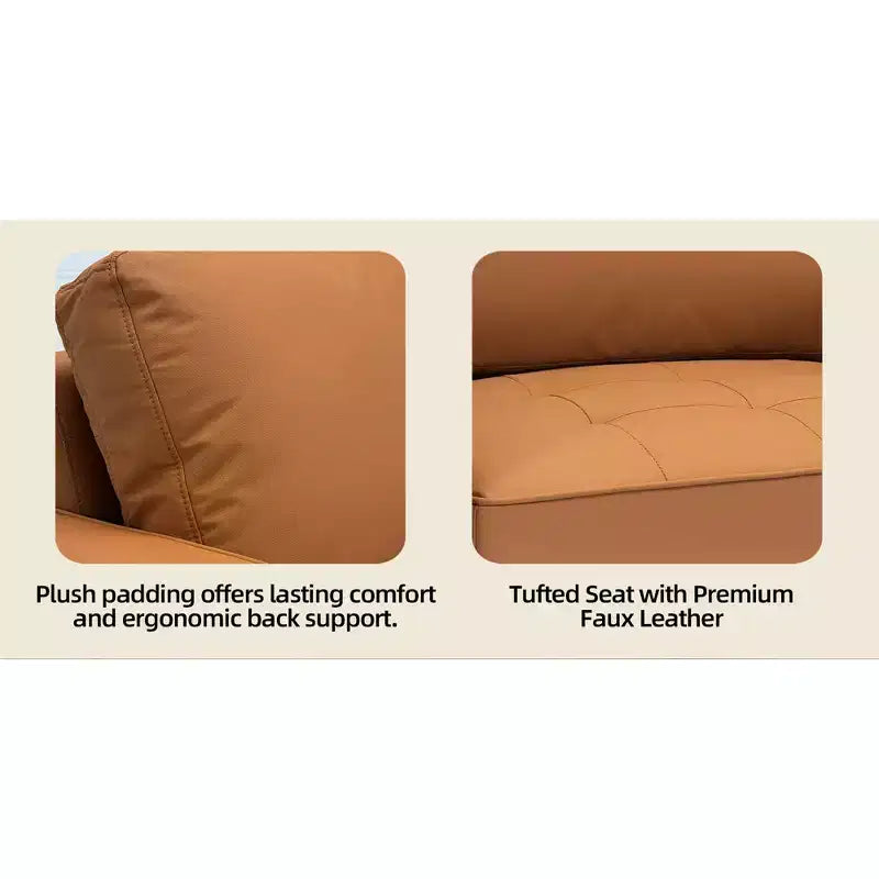 Fauteuil d'appoint carré capitonné en similicuir 32'' - Chaise moderne pour salon, chambre, bureau et petits espaces