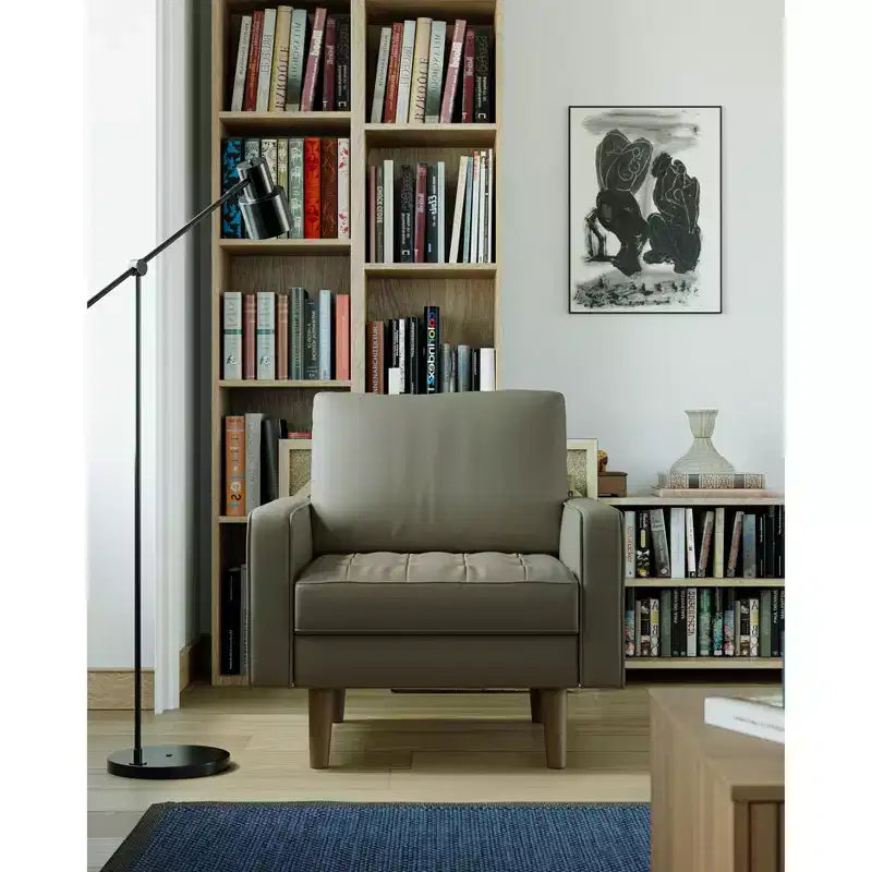 Fauteuil d'appoint carré capitonné en similicuir 32'' - Chaise moderne pour salon, chambre, bureau et petits espaces