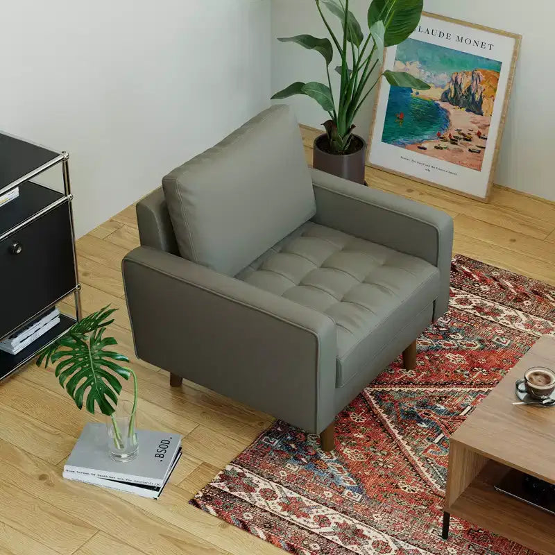 Fauteuil d'appoint carré capitonné en similicuir 32'' - Chaise moderne pour salon, chambre, bureau et petits espaces