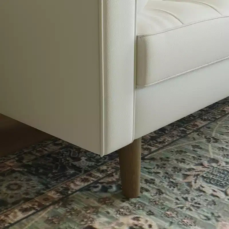 Fauteuil d'appoint carré capitonné en similicuir 32'' - Chaise moderne pour salon, chambre, bureau et petits espaces