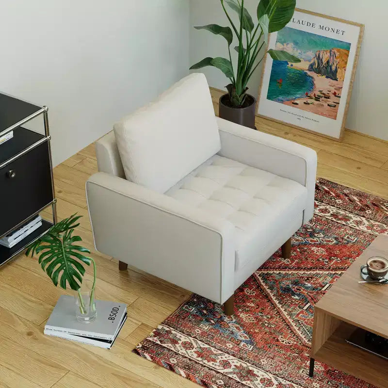 Fauteuil d'appoint carré capitonné en similicuir 32'' - Chaise moderne pour salon, chambre, bureau et petits espaces