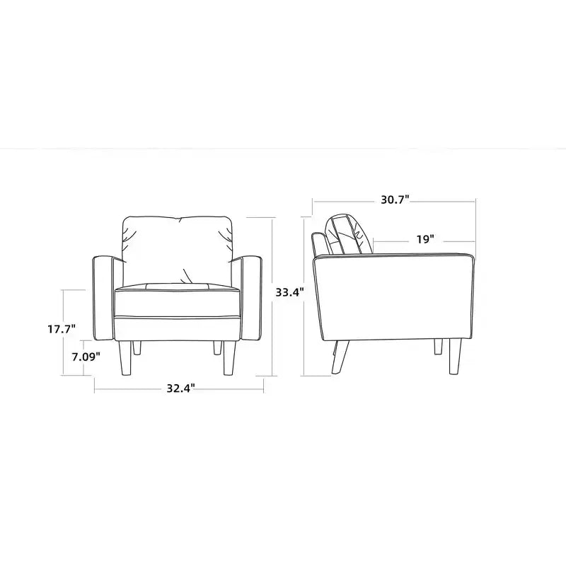 Fauteuil d'appoint carré capitonné en similicuir 32'' - Chaise moderne pour salon, chambre, bureau et petits espaces