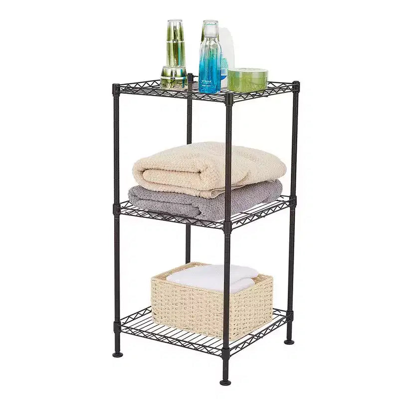Étagère métallique de 35,43 po de large, 3 tablettes chromées, certifiée NSF