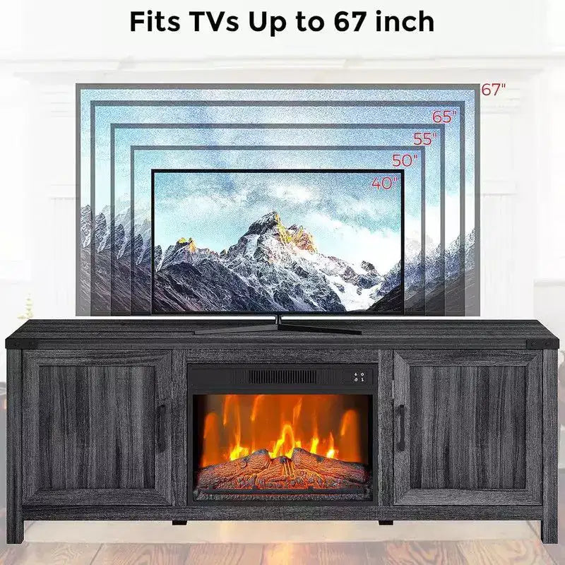 Meuble TV de cheminée électrique de 67 po avec insert de 23 po, télécommande et minuterie