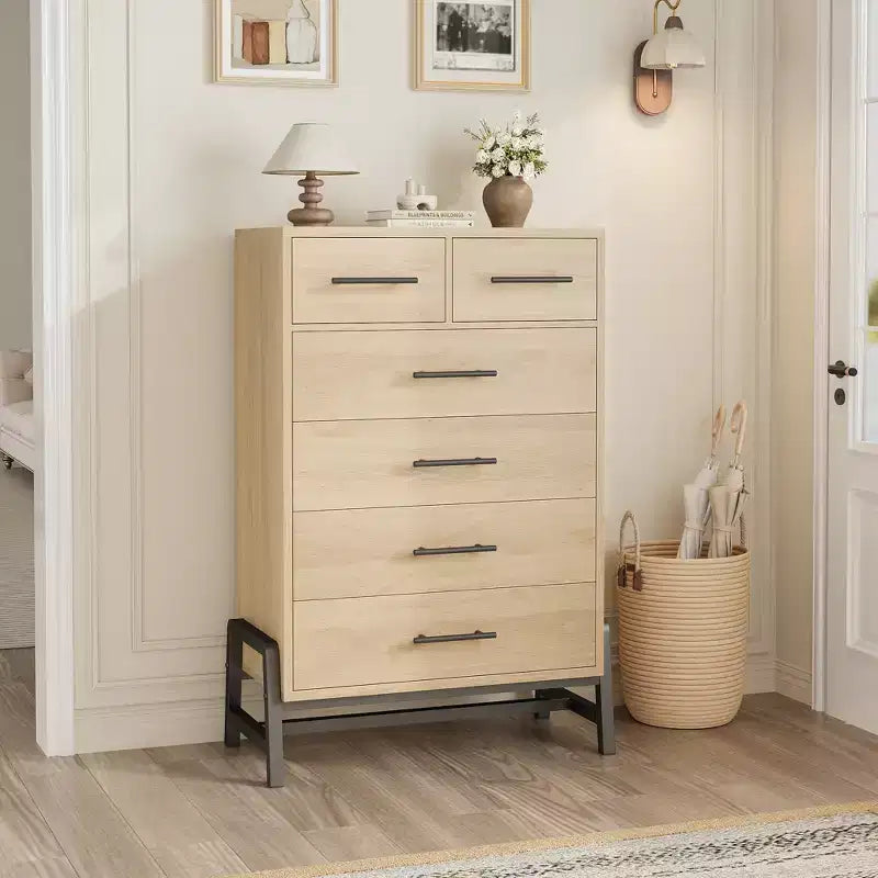 Commode autonome à 6 tiroirs, en MDF, 29.5"L x 15.5"P x 46.6"H