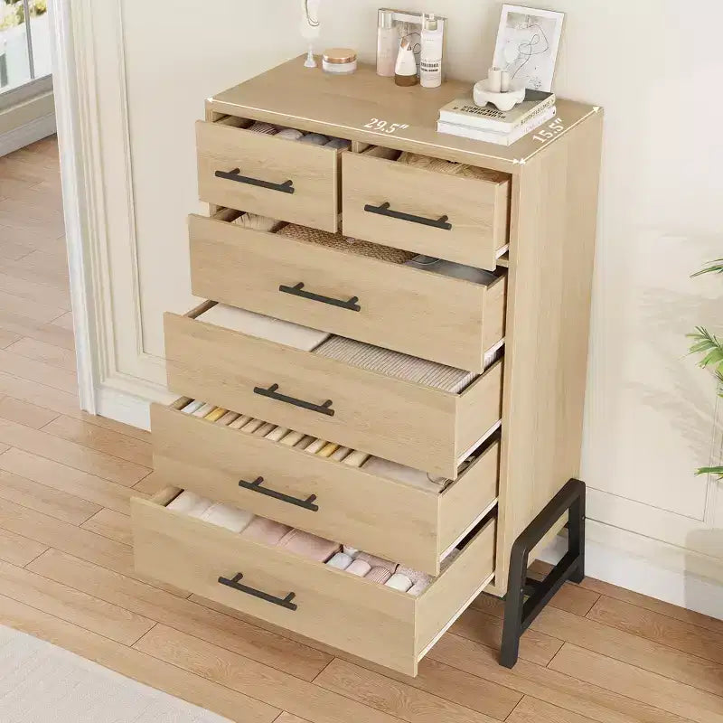 Commode autonome à 6 tiroirs, en MDF, 29.5"L x 15.5"P x 46.6"H