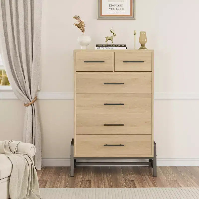 Commode autonome à 6 tiroirs, en MDF, 29.5"L x 15.5"P x 46.6"H