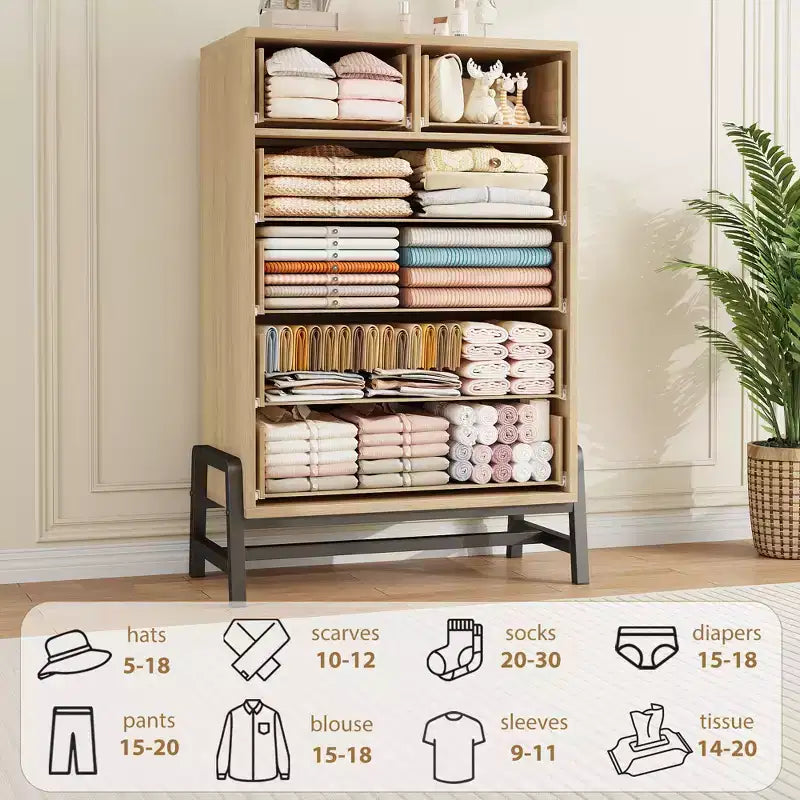 Commode autonome à 6 tiroirs, en MDF, 29.5"L x 15.5"P x 46.6"H