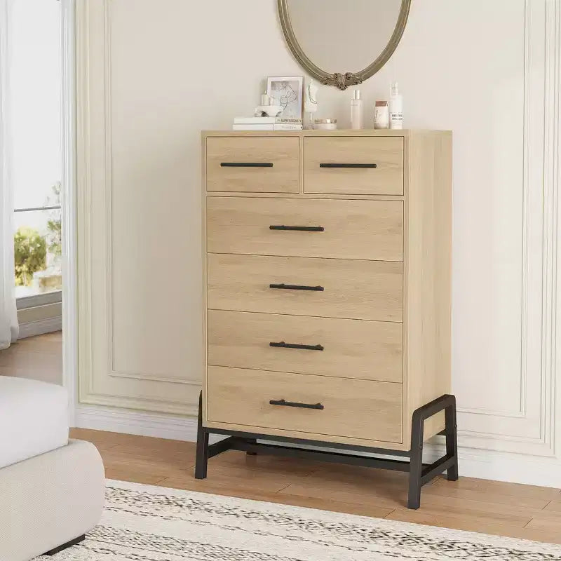 Commode autonome à 6 tiroirs, en MDF, 29.5"L x 15.5"P x 46.6"H