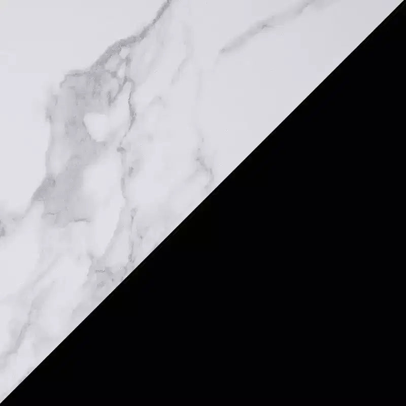 Table d'appoint Belmont avec 3 étagères ouvertes et panneaux en X, imitation marbre blanc/noir