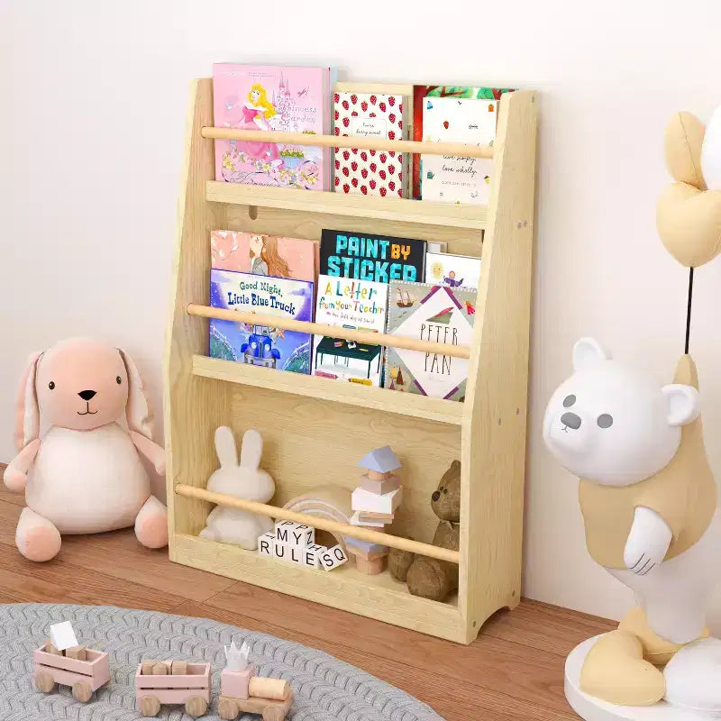 Étagère à livres et rangement 3 niveaux pour enfants, MDF, 31,5" H