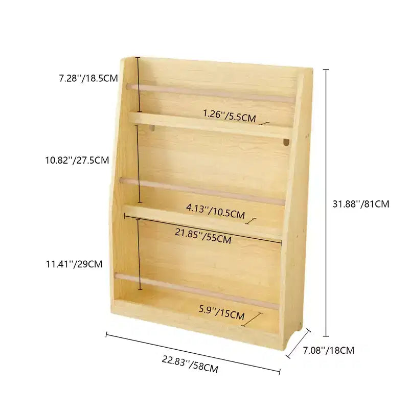 Étagère à livres et rangement 3 niveaux pour enfants, MDF, 31,5" H