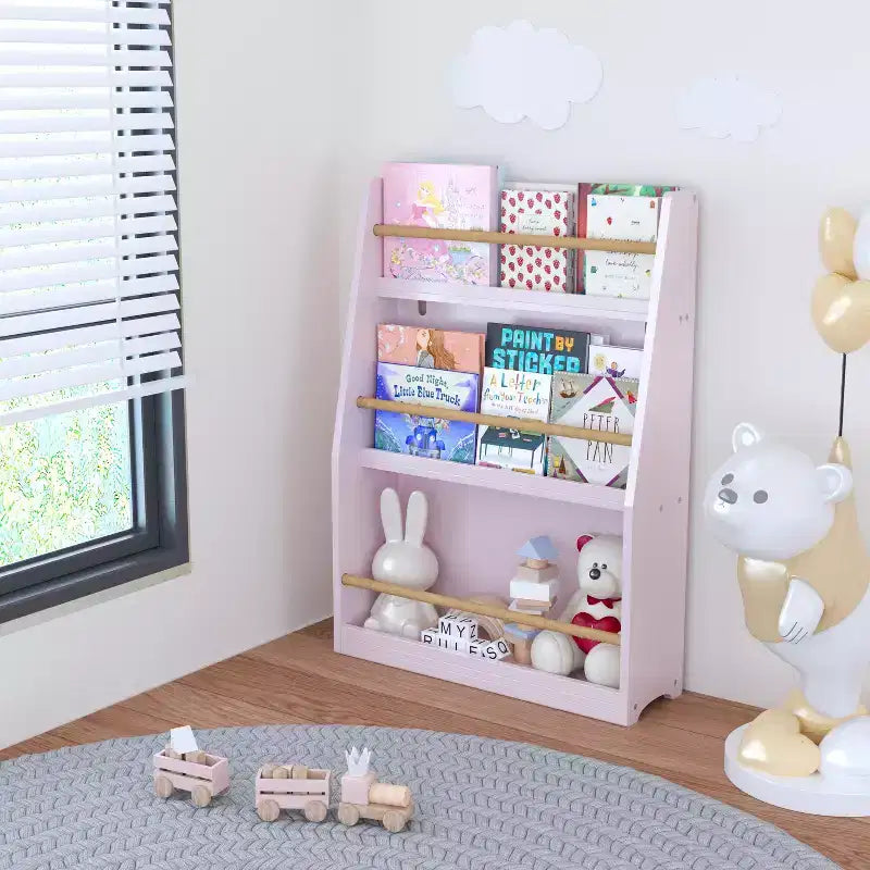 Étagère à livres et rangement 3 niveaux pour enfants, MDF, 31,5" H