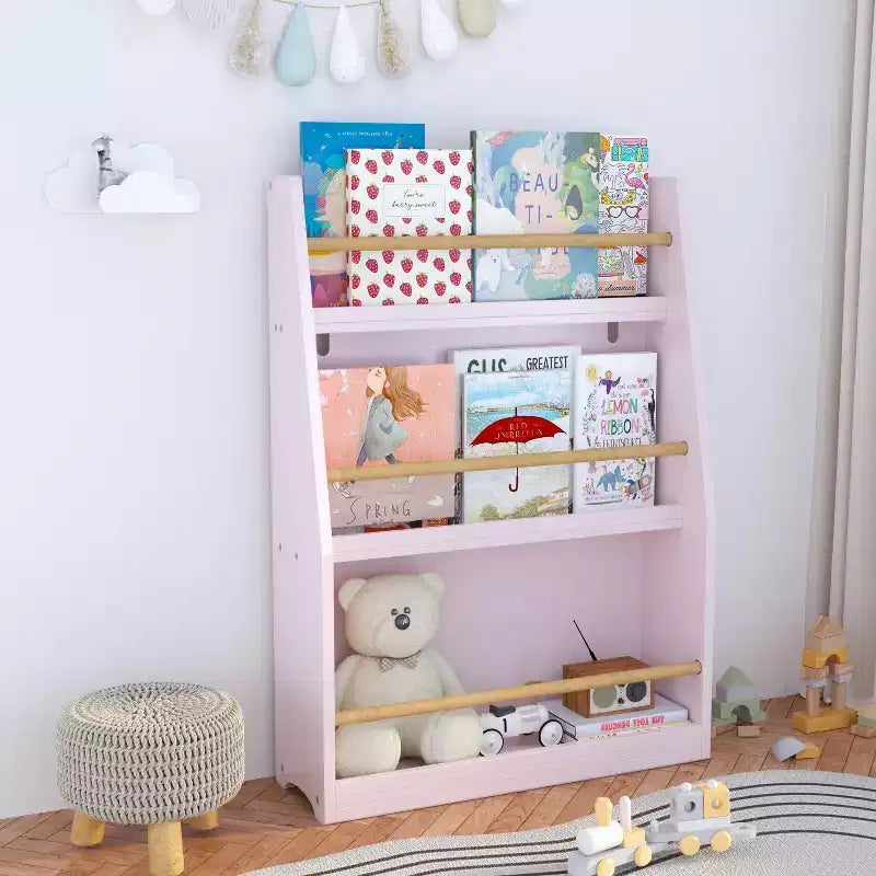 Étagère à livres et rangement 3 niveaux pour enfants, MDF, 31,5" H