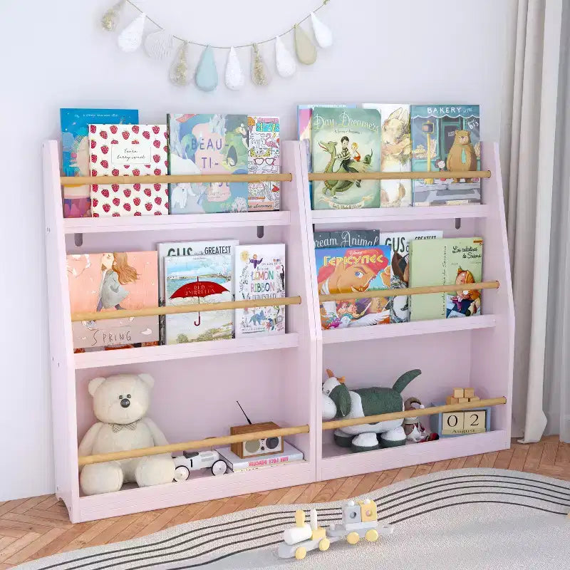 Étagère à livres et rangement 3 niveaux pour enfants, MDF, 31,5" H