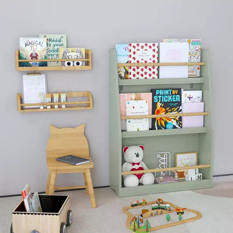 Étagère à livres et rangement 3 niveaux pour enfants, MDF, 31,5" H