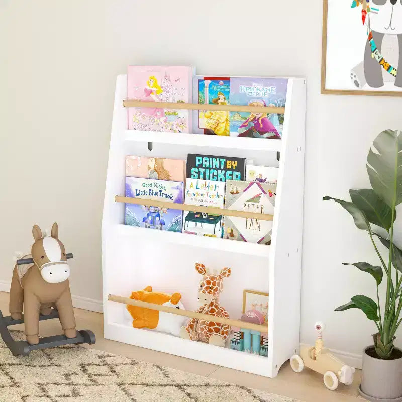 Étagère à livres et rangement 3 niveaux pour enfants, MDF, 31,5" H