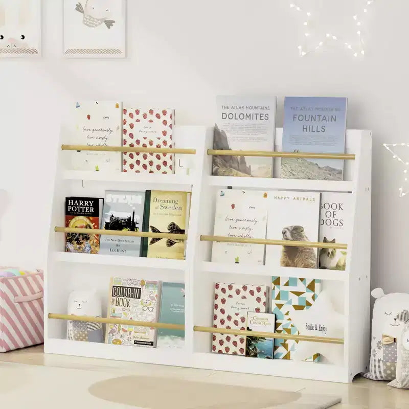 Étagère à livres et rangement 3 niveaux pour enfants, MDF, 31,5" H