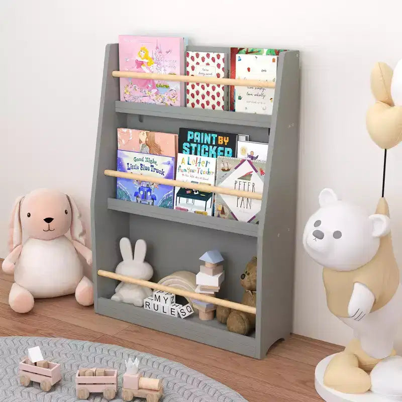 Étagère à livres et rangement 3 niveaux pour enfants, MDF, 31,5" H