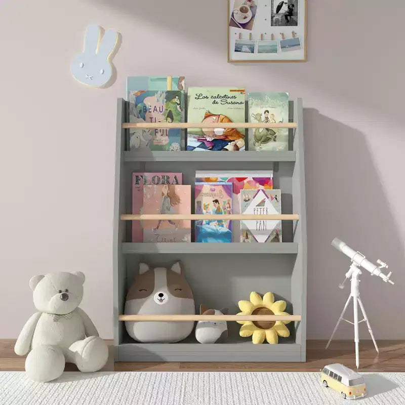 Étagère à livres et rangement 3 niveaux pour enfants, MDF, 31,5" H