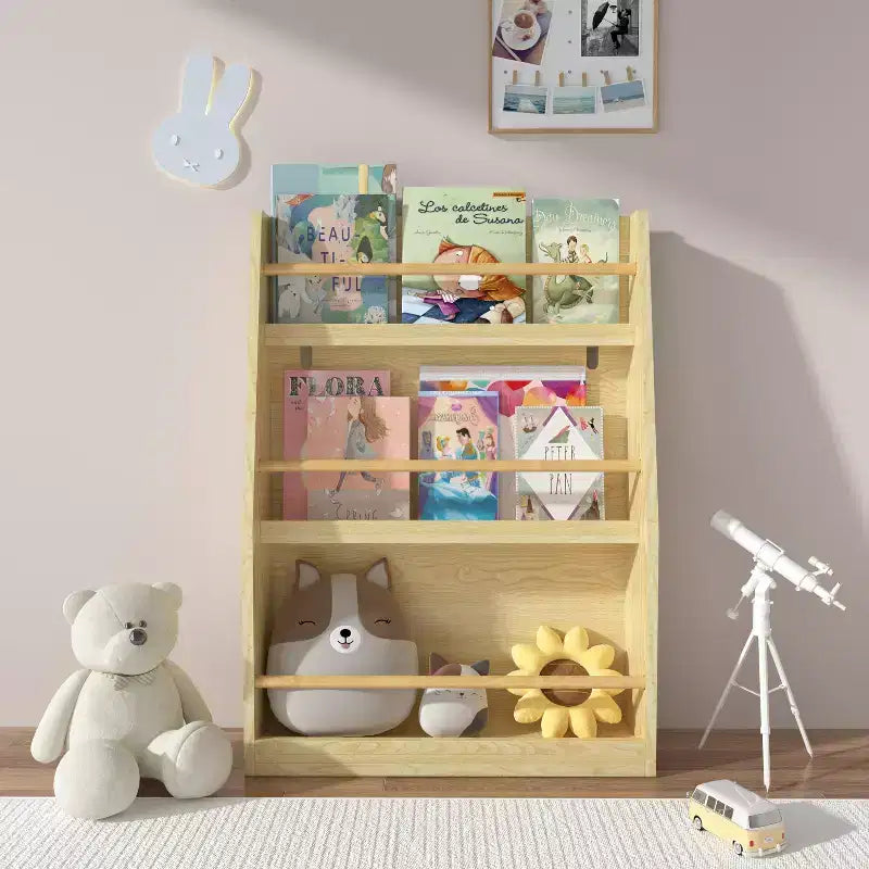 Étagère à livres et rangement 3 niveaux pour enfants, MDF, 31,5" H