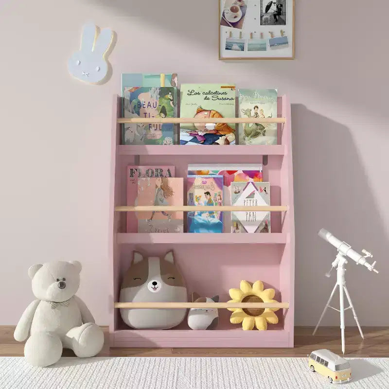 Étagère à livres et rangement 3 niveaux pour enfants, MDF, 31,5" H