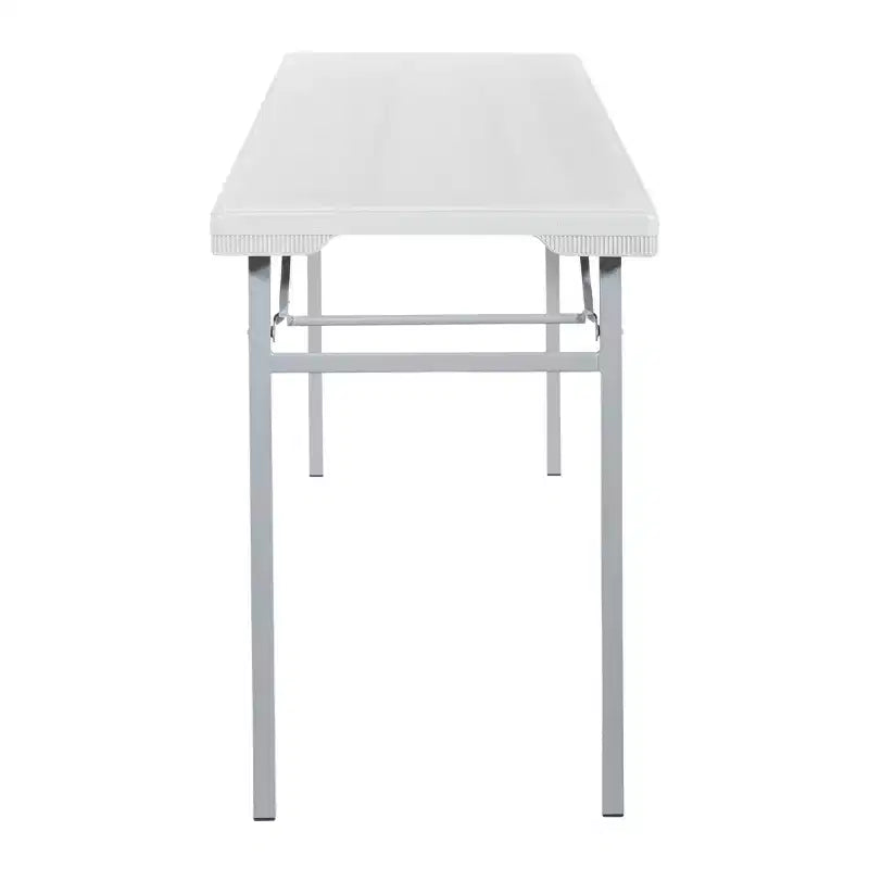 Table de formation polyvalente en résine, 70,5 po L, gris clair, pieds pliables, intérieur/extérieur