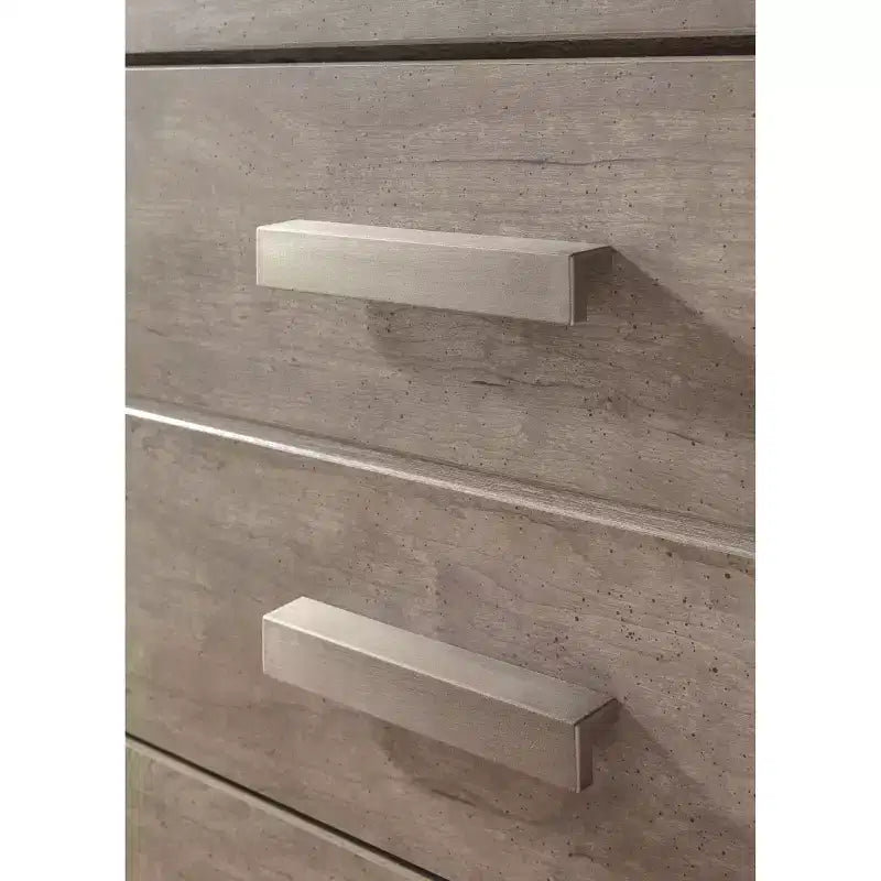 Commode à 5 tiroirs, finition bois flotté gris vieilli